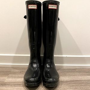 Hunter Glossy Black/Tall Rain Boots W9